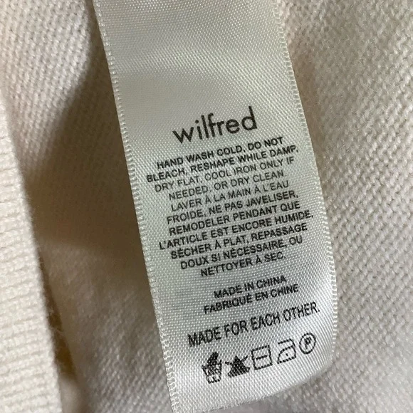 Wilfred Aritzia Merino Wool Cream Sweater Wide Collar - Picture 4 of 5